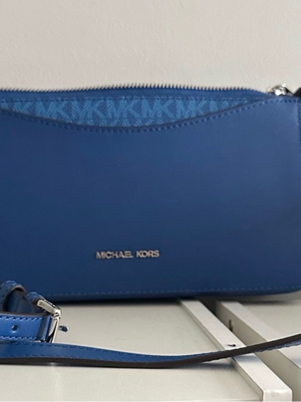 Michael Kors Navy Blue Leather Crossbody with MK Accent